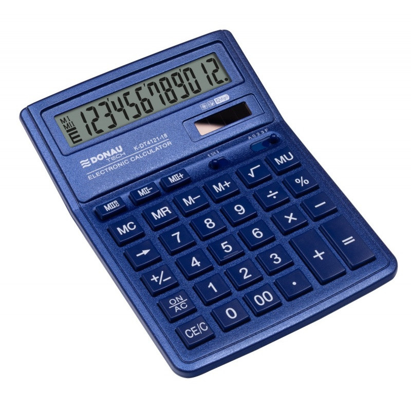 Kalkulator biurowy DONAU TECH, CI-SDC444XRNVE, 12-cyfr. wyświetlacz, wym. 190x143x40 mm, granatowy