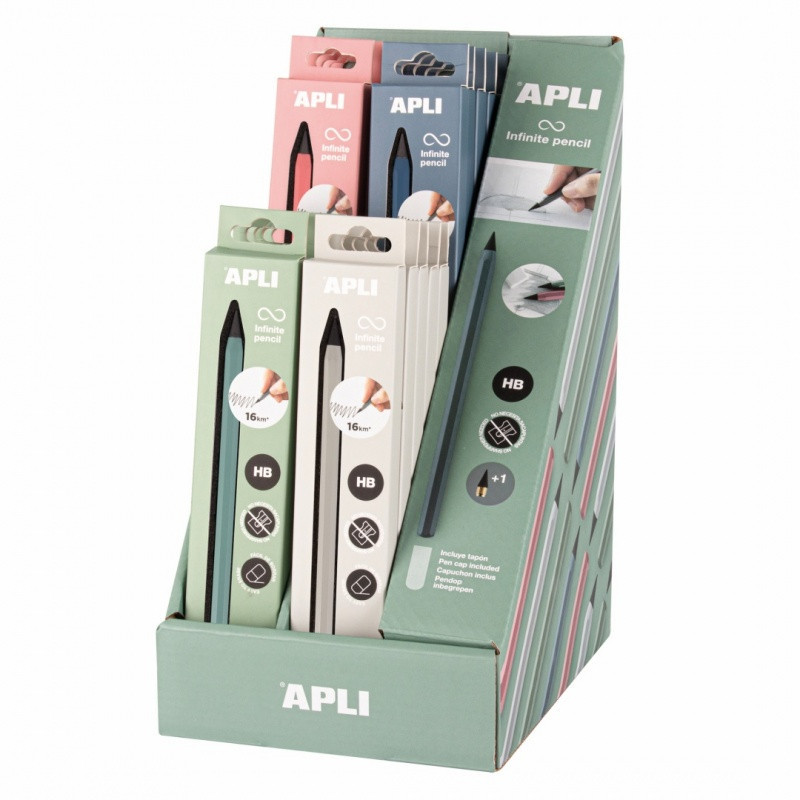 Ołówek wieczny APLI Infinite, HB, 1 szt., pudełko kart. z zawieszką, mix kolorów 1