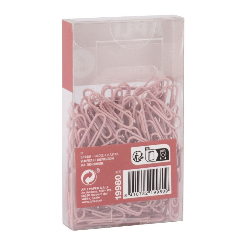 Spinacze okrągłe APLI Up North, 28mm, 140szt., pudełko z zawieszką, różowe