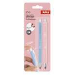 Ołówek automatyczny wieczny APLI Infinite, HB, blister, niebieski+różowy