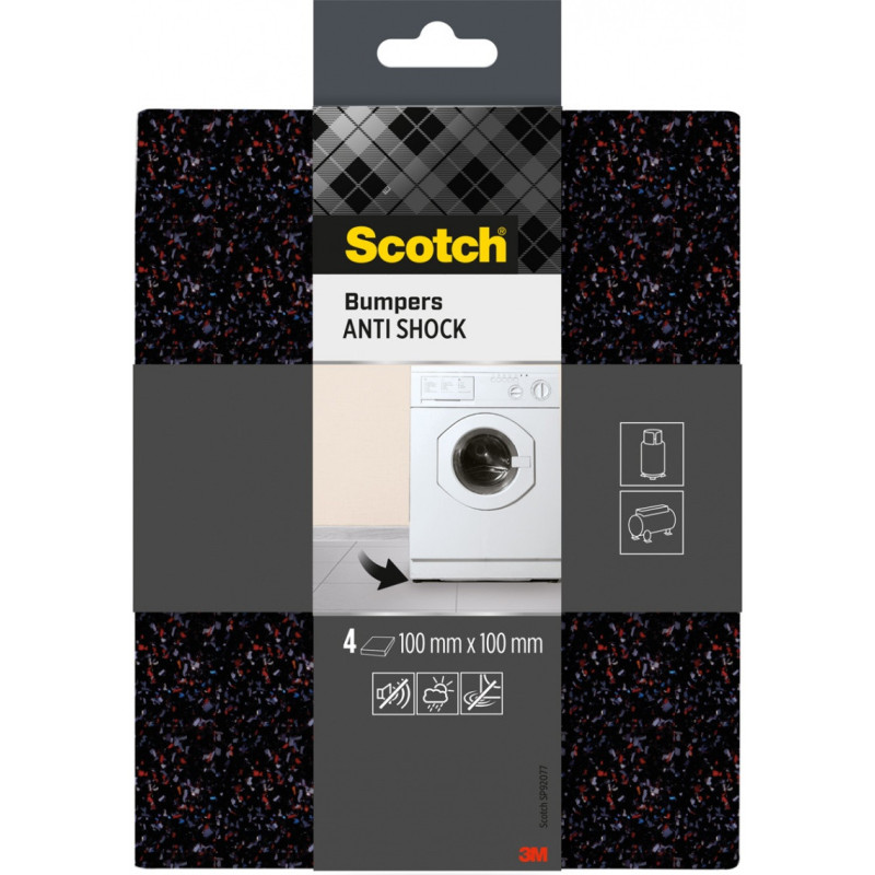 Gumowe podkładki antywibracyjne SCOTCH, 100x100mm, 4 szt., czarne