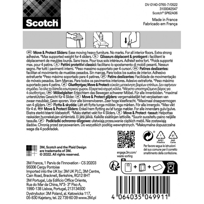 Samoprzylepne podkładki ochronno-ślizgowe SCOTCH, okrągłe, 25mm, 8 szt., czarne