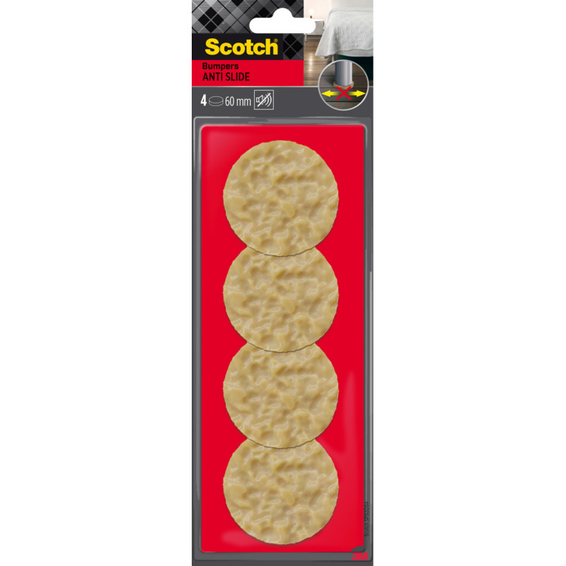 Podkładki antypoślizgowe SCOTCH, okrągłe, 60mm, 4 szt., beżowe