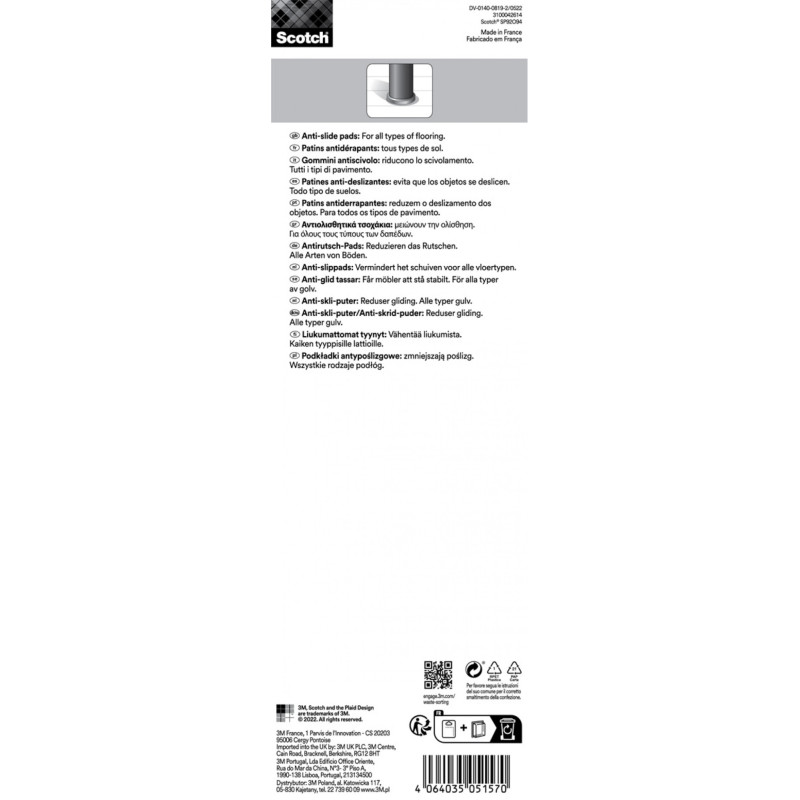 Podkładki antypoślizgowe SCOTCH, okrągłe, 60mm, 4 szt., beżowe