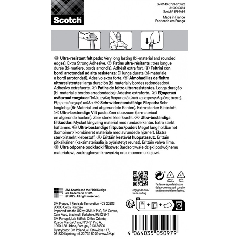Podkładki przylepne SCOTCH, prostokątne, 35x24mm, 8 szt., czarne