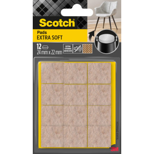 Miękkie podkładki z wełny SCOTCH, samoprzylepne, kwadrat, 24x22mm, 12 szt., beżowe