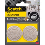 Regulowane podkładki filcowe SCOTCH, samoprzylepne, okrągłe, 19-37mm, 4 szt., beżowe