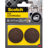 Regulowane podkładki filcowe SCOTCH, samoprzylepne, okrągłe, 19-37mm, 4 szt., brązowe