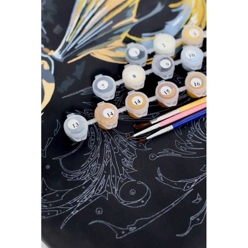 Malowanie po numerach BRUSHME, 40x50 cm, czarne płótno, gold, złoty owoc, 1 szt., w pudełku