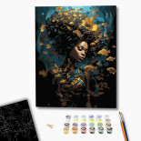 Malowanie po numerach BRUSHME, 40x50 cm, czarne płótno, gold, morska nimfa, 1 szt., w pudełku