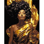 Malowanie po numerach BRUSHME, 40x50 cm, czarne płótno, gold, ubrana w promień, 1 szt., w pudełku