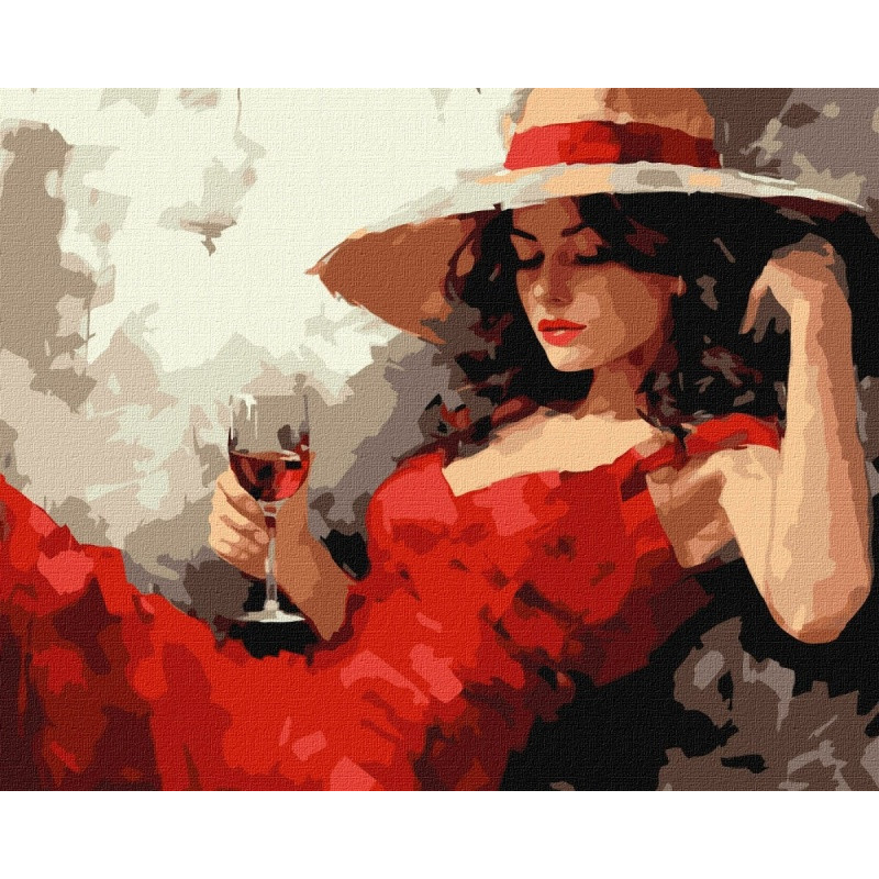 Malowanie po numerach IDEYKA, 40x50cm, dziewczyna w kapeluszu, 1 szt., w pudełku