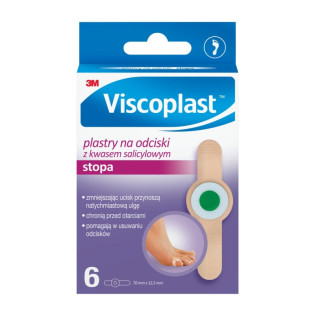 Plastry na odciski VISCOPLAST, z kwasem salicylowym,70x12,5mm, pudełko, 6szt.