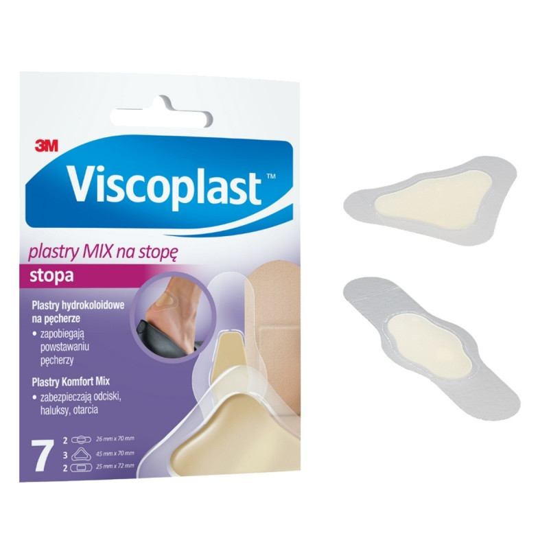 Plastry na stopę VISCOPLAST Mix, 3 rozmiary, kopertka, 7szt.