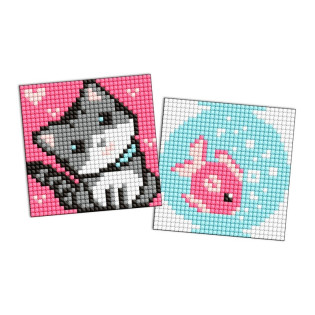 Diamentowa mozaika na magnesie IDEYKA, 9x9 cm, kids, ryba i kotek, 2 szt.