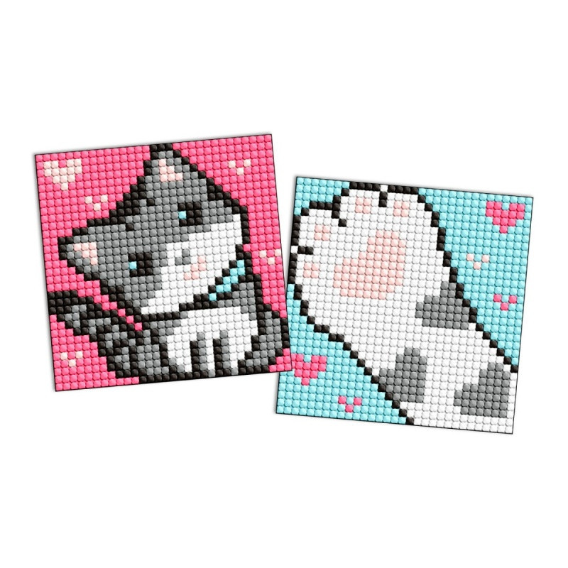 Diamentowa mozaika na magnesie IDEYKA, 9x9 cm, kids, szary puszysty, 2 szt.