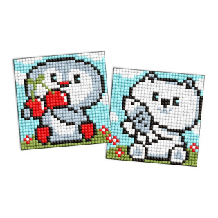 Diamentowa mozaika na magnesie IDEYKA, 9x9 cm, kids, pingwin i niedźwiadek, 2 szt.