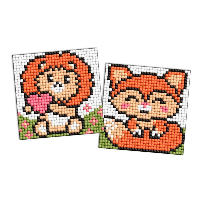 Diamentowa mozaika na magnesie IDEYKA, 9x9 cm, kids, czerwone zwierzęta, 2 szt.