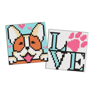 Diamentowa mozaika na naklejce IDEYKA, 9x9 cm, kids, uroczy mały piesek, 2 szt.