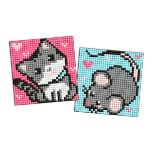 Diamentowa mozaika na naklejce IDEYKA, 9x9 cm, kids, szarzy przyjaciele, 2 szt.