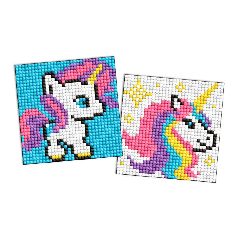 Diamentowa mozaika na naklejce IDEYKA, 9x9 cm, kids, jednorożec, 2 szt.