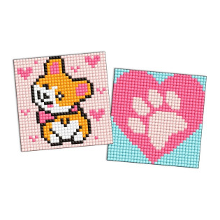 Diamentowa mozaika na naklejce IDEYKA, 9x9 cm, kids, corgi, 2 szt.