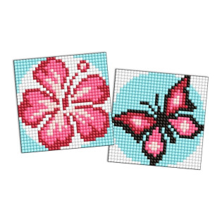 Diamentowa mozaika na naklejce IDEYKA, 9x9 cm, kids, kolor różowy, 2 szt.