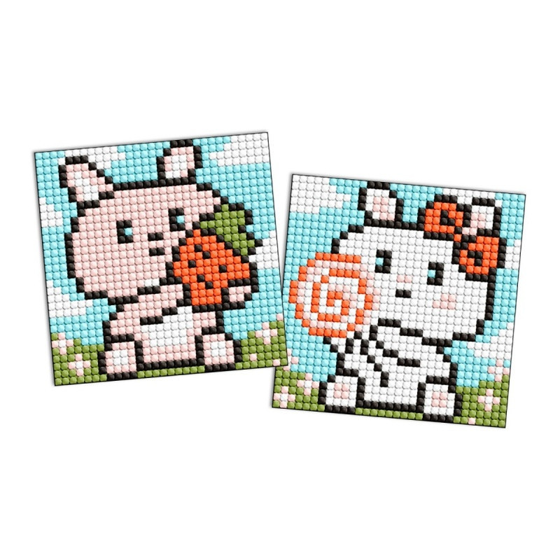 Diamentowa mozaika na naklejce IDEYKA, 9x9 cm, kids, śliczne króliczki, 2 szt.