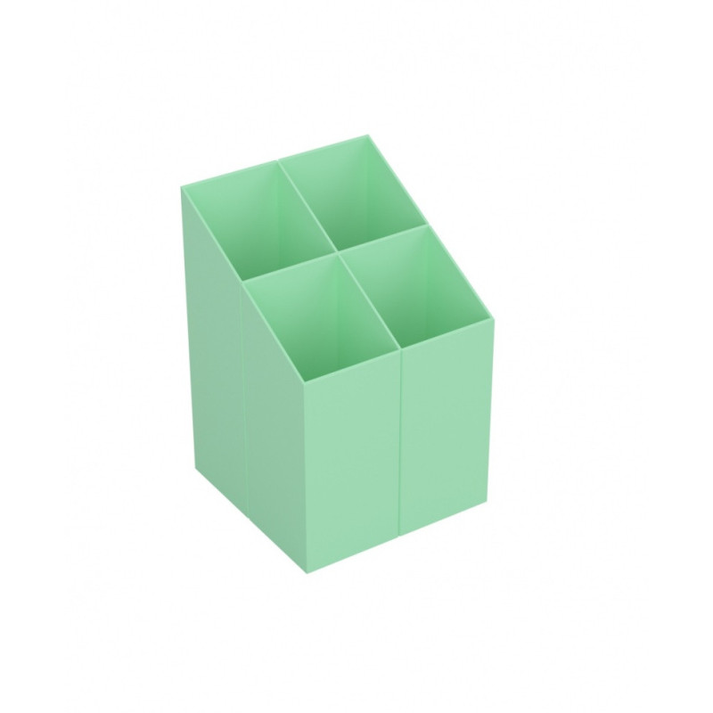 Przybornik na biurko ICO kwadratowy, plastikowy, 4 komory, mix pastelowy