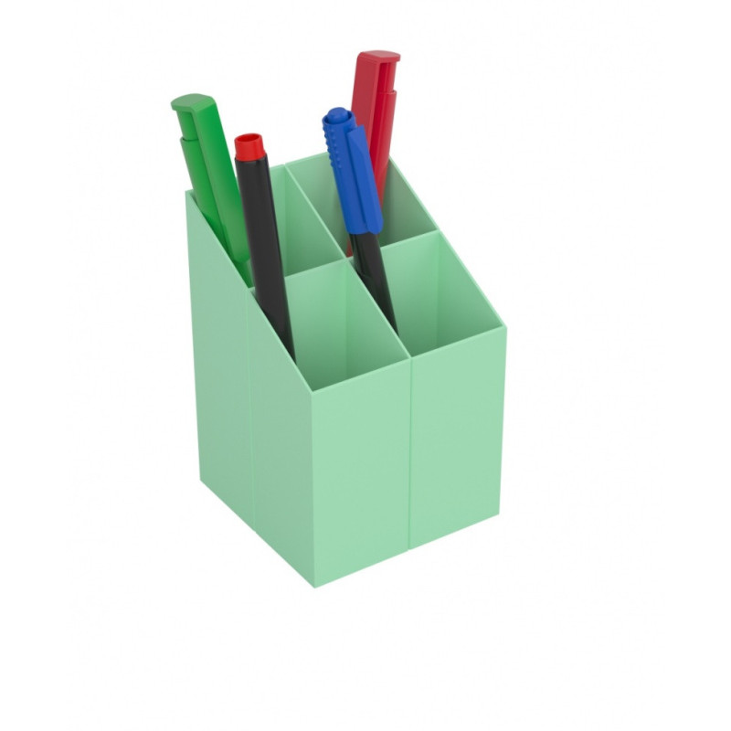 Przybornik na biurko ICO kwadratowy, plastikowy, 4 komory, mix pastelowy