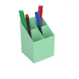Przybornik na biurko ICO kwadratowy, plastikowy, 4 komory, mix pastelowy