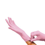 Rękawice nitrylowe bezpudrowe CLARA, 100 szt., rozmiar M, różowe