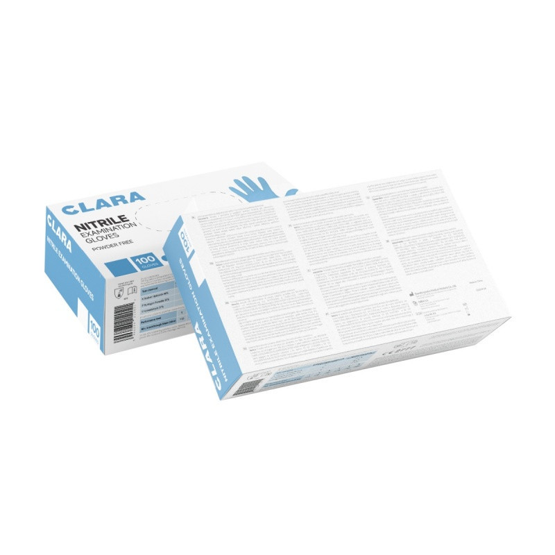 Rękawice nitrylowe bezpudrowe CLARA, 100 szt., rozmiar S, niebieskie
