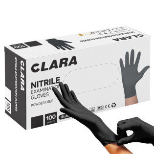 Rękawice nitrylowe bezpudrowe CLARA, 100 szt., rozmiar S, czarne