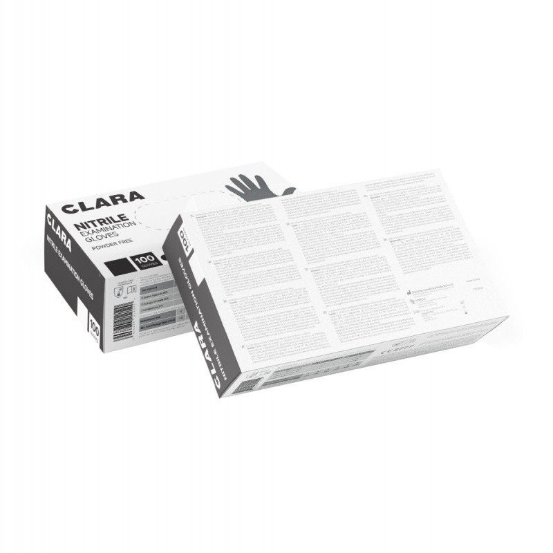 Rękawice nitrylowe bezpudrowe CLARA, 100 szt., rozmiar L, czarne