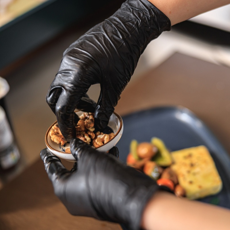 Rękawice nitrylowe bezpudrowe CLARA, 100 szt., rozmiar XL, czarne