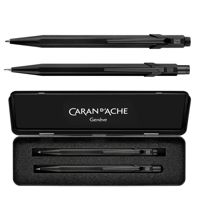 Zestaw długopis 849 i ołówek 844 CARAN D'ACHE Black Code, w etui, czarny