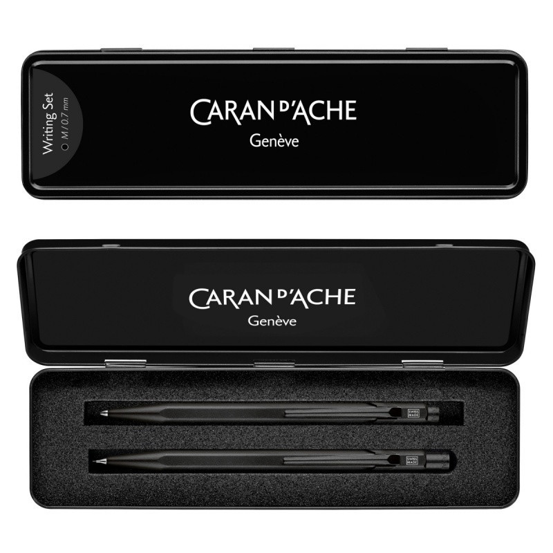 Zestaw długopis 849 i ołówek 844 CARAN D'ACHE Black Code, w etui, czarny