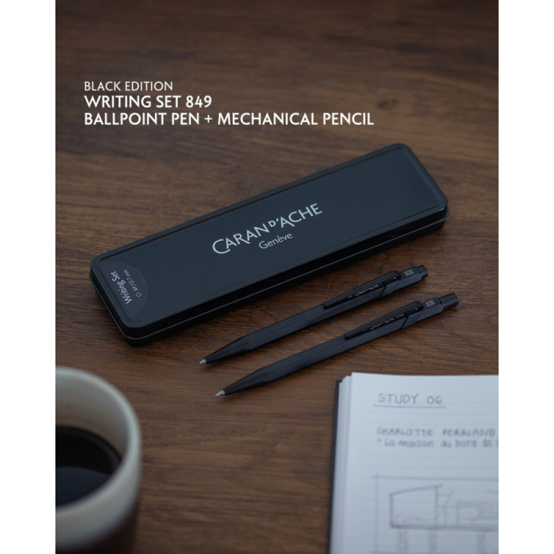 Zestaw długopis 849 i ołówek 844 CARAN D'ACHE Black Code, w etui, czarny