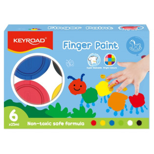 Farby do malowania palcami KEYROAD, 6x25 ml, w pudełku, mix kolorów