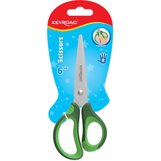 Nożyczki dziecięce KEYROAD, 15,5 cm, miękki uchwyt, blister, mix kolorów