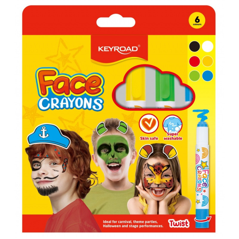 Farby do malowania twarzy KEYROAD, 6 szt., mix kolorów