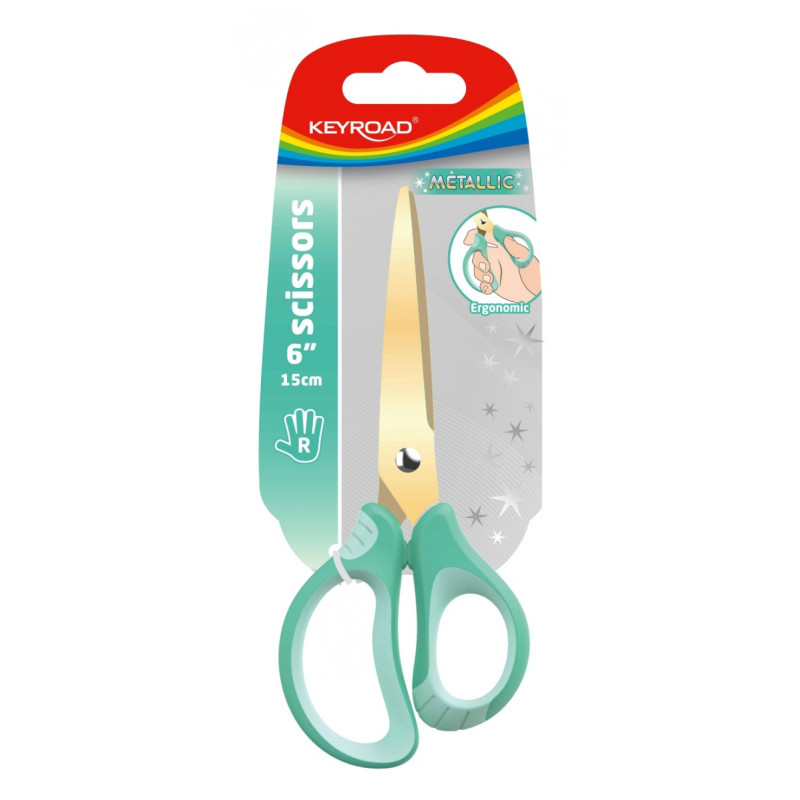 Nożyczki KEYROAD Metallic, powłoka tytanowa, 15,5 cm, zawieszka, mix kolorów