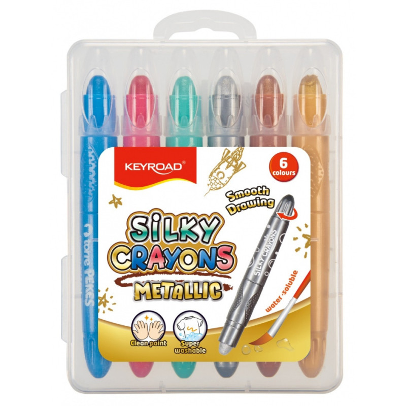 Kredki żelowe KEYROAD Metallic, 6 szt., mix kolorów metalicznych