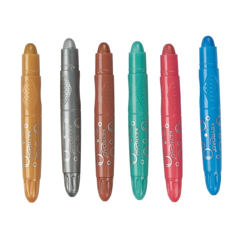 Kredki żelowe KEYROAD Metallic, 6 szt., mix kolorów metalicznych