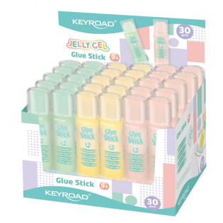 Klej w sztyfcie KEYROAD Jelly Gel, przezroczysty, 9g, display, mix kolorów
