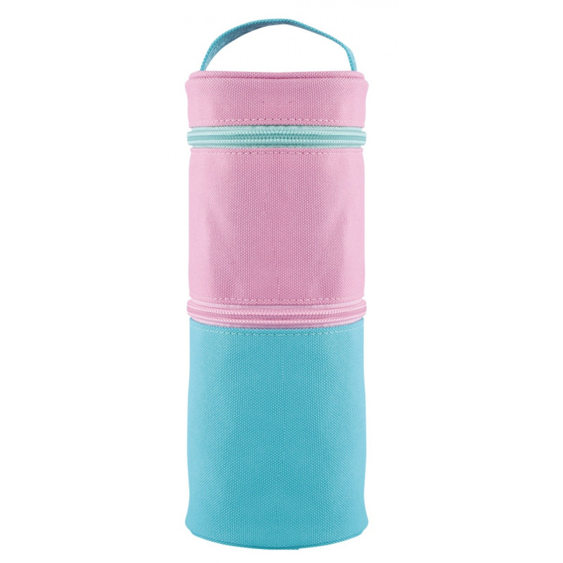 Piórnik KEYROAD, tuba, podwójny zamek, uchwyt, mix kolorów