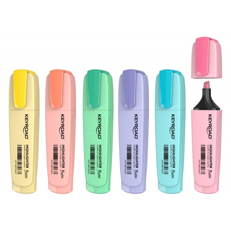 Zakreślacz KEYROAD Pastel, 72 szt., display, mix kolorów