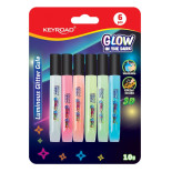 Klej brokatowy KEYROAD Luminious, fluorescencyjny, 6x10ml, blister, mix kolorów