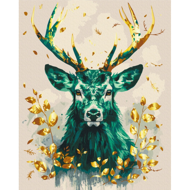 Malowanie po numerach BRUSHME, 40x50 cm, gold, szmaragdowa korona lasu, 1 szt., w pudełku